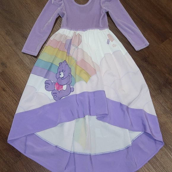 NWT Pleiades Designs Care Bears Harmony Purple Hi Lo Windsong Dress Girls size 6 - Picture 2 of 4